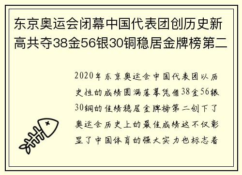 东京奥运会闭幕中国代表团创历史新高共夺38金56银30铜稳居金牌榜第二